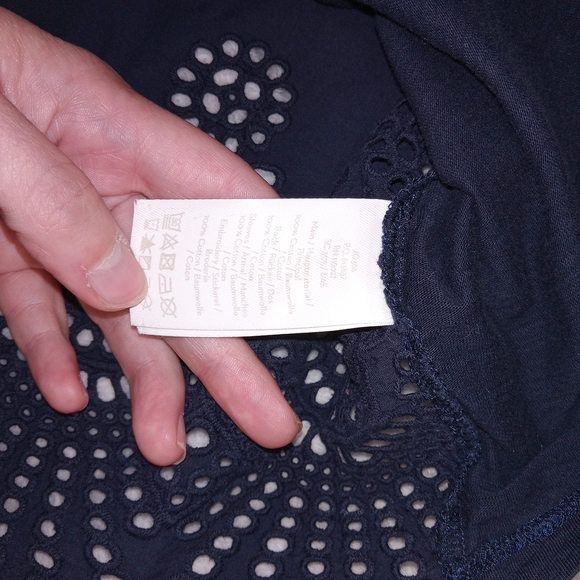 BODEN Isabella Broderie Anglaise Top Size 4 BLUE Short Sleeve Cotton TShirt - Picture 10 of 10